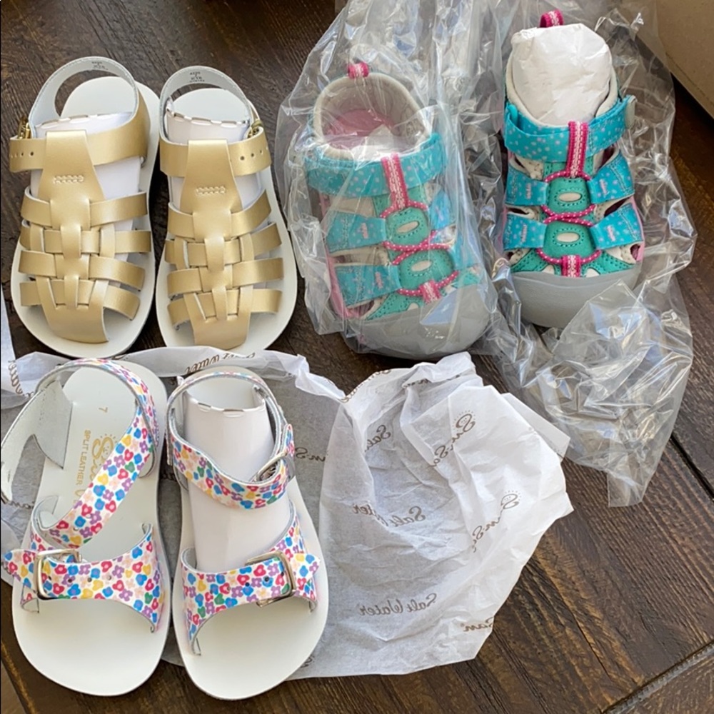 Three brand new child shoes, size 7M, 44